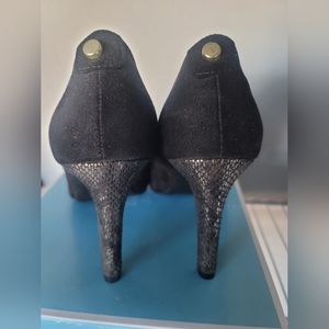 Black and gold heels